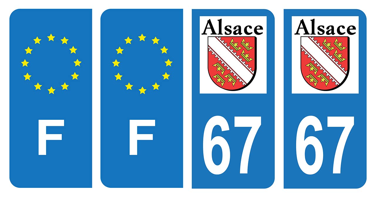 Hadexia Nummernschild-Aufkleber, französisches Departement 67 Bas-Rhin, Logo, alte Region Elsace & F, Frankreich, Europa von HADEXIA