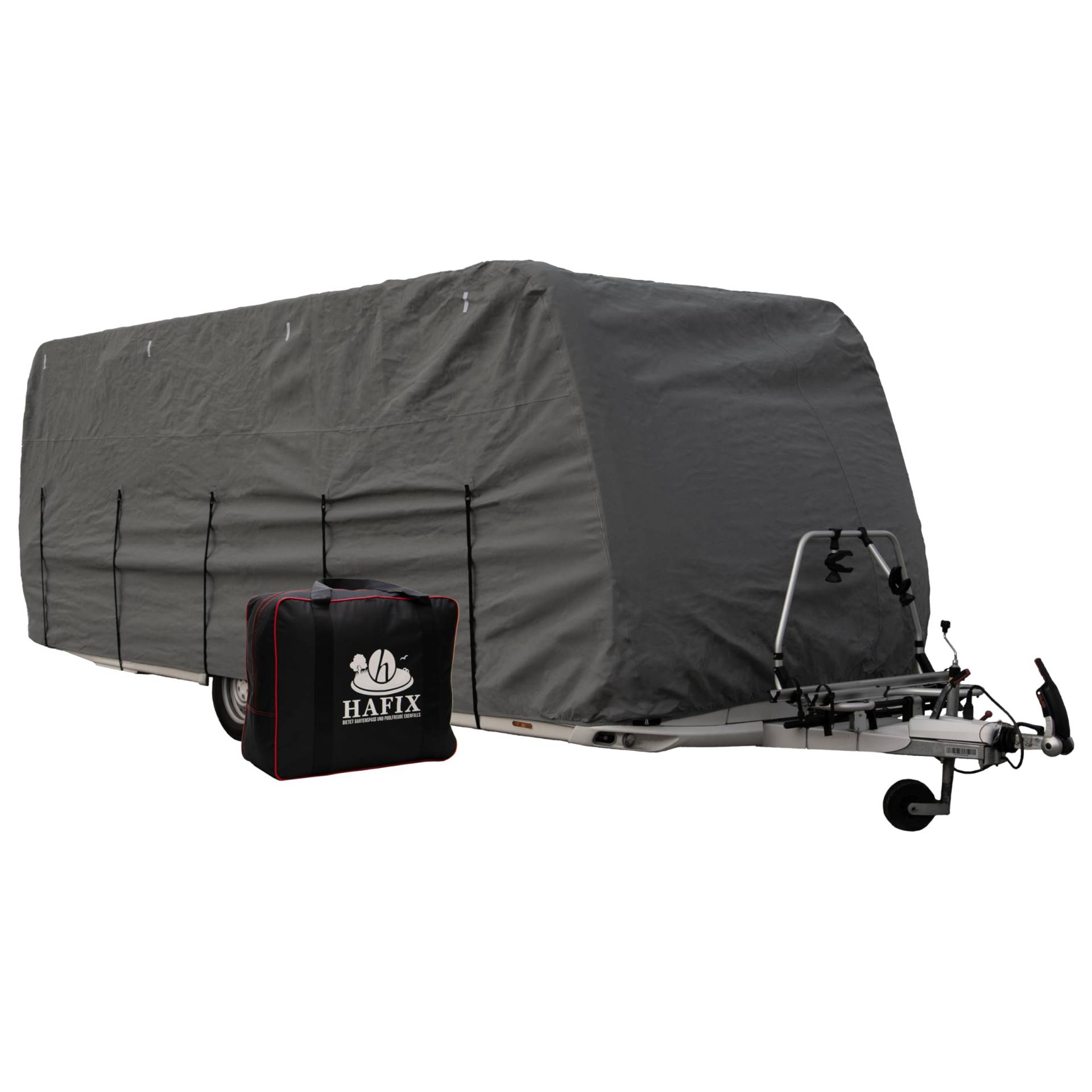 HAFIX Wohnwagen Schutzhülle - 3-lagige Ganzgarage in grau, Größe 580-> 640x225x220cm, 160g/m² - Wohnanhänger Schutz Abdeckung für Winter. Wetterfeste Abdeckplane, effektiver Hagelschutz für Caravan. HAFIX Wohnwagen Schutzhülle - 3-lagige Ganzgarage in grau, Größe 580-> 640x225x220cm, 160g/m² - Wohnanhänger Schutz Abdeckung für Winter. Wetterfeste Abdeckplane, effektiver Hagelschutz für Caravan. von HAFIX