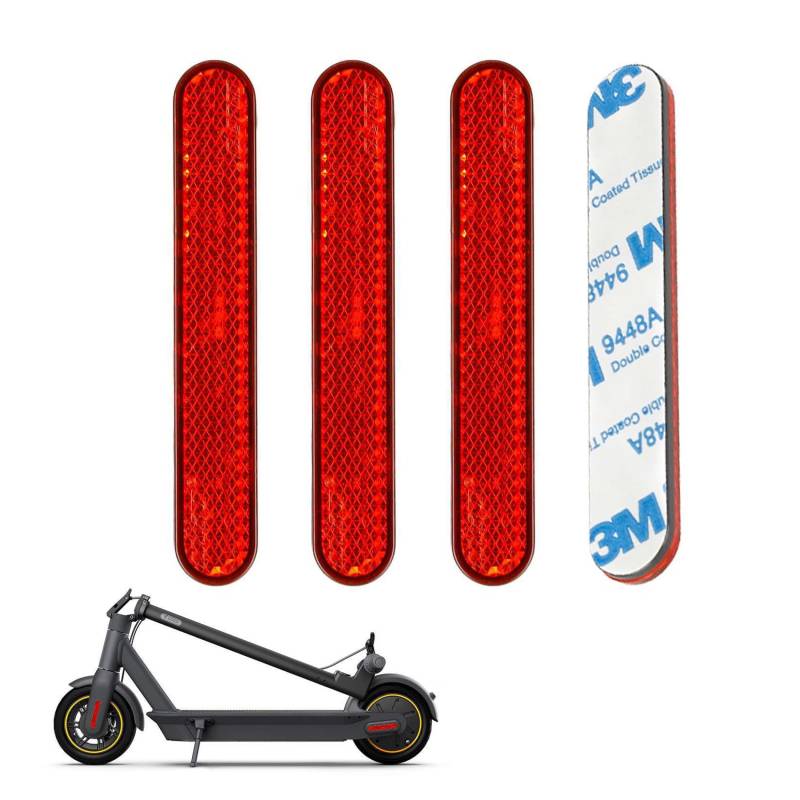 HAFRILY 4PCS E Scooter Seitenabdeckung Reflektor für E Scooter Vorder- und hinterer Radkappenreflektorblock Kompatibel Segway Ninebot Max G30/G30D/G30E/G30LP Serie（Rot） von HAFRILY