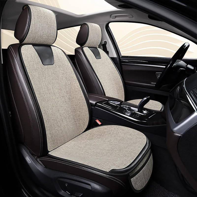 HAHUJZXK Auto Sitzkissen für Jaguar F-PACE 2017-2021, Vorne und Hinten Leinen Autositzbezug Sitzschutz SitzbezüGe Set Anti Rutsch Atmungsaktiv Schonbezug Sitzschoner Zubehör,C/Beige-normal von HAHUJZXK
