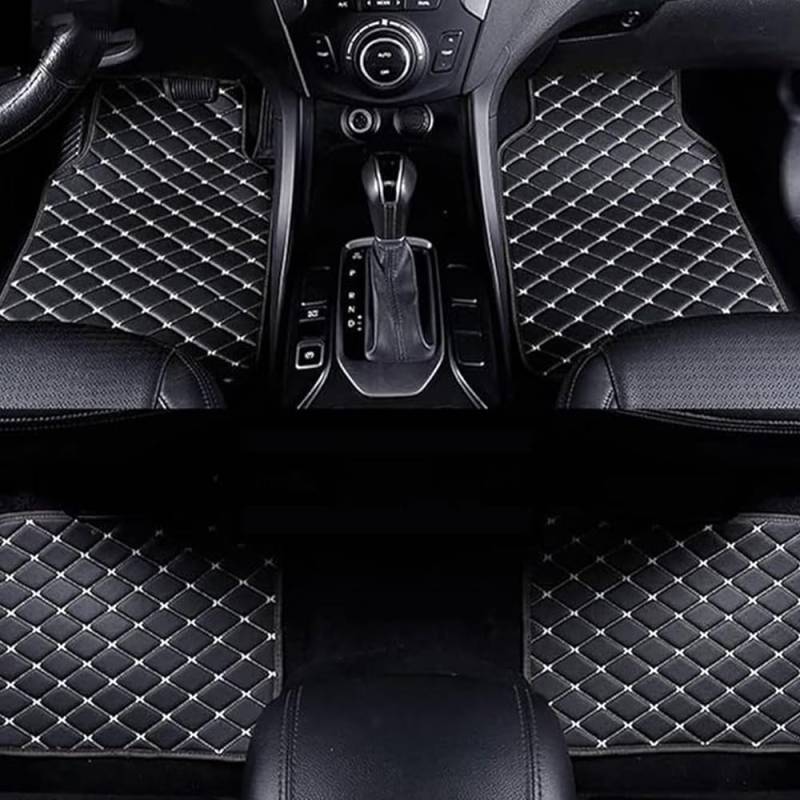 Auto Bodenmatte Fußmatten für Polo Plus 2019 2020 2021 2022 2023 2024 2025(LHD), Nach Maß Allwetterschutz Leder Fussmatten Vorne und Hinten Automatten,B-Black beige von HAIYUN