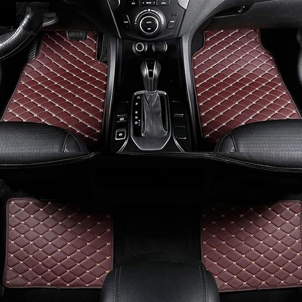 Auto Bodenmatte Fußmatten für Polo Plus 2019 2020 2021 2022 2023 2024 2025(LHD), Nach Maß Allwetterschutz Leder Fussmatten Vorne und Hinten Automatten,E-Brown von HAIYUN