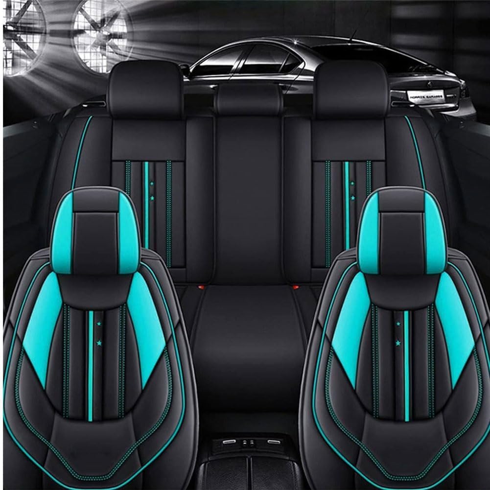 HAIYUN PU Leder Autositzbezüge-Set für Toyota RAV4 2001-2012 2019, Airbag kompatibel, wasserdicht, komplett vorne und hinten Schonbezüge,D-Black-Green von HAIYUN