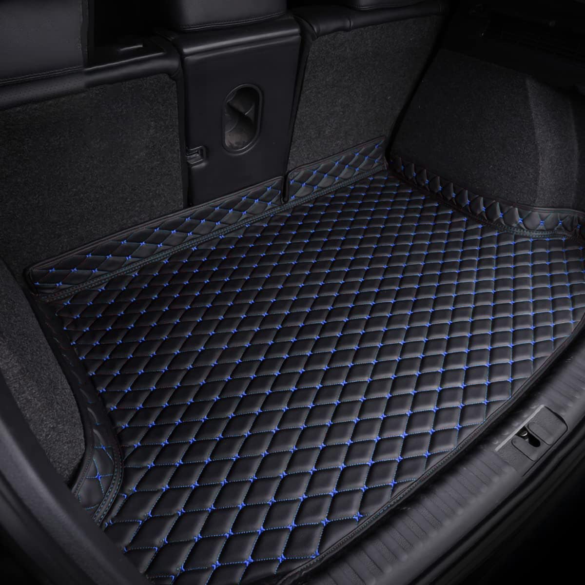 Kofferraummatte Kofferraumwanne für M-ercedes Benz C-Klasse Kombi/T-Modell (S206) 2021-2023, wasserdichte Cargo Teppich Kratzfest rutschfest Kofferraum Schutzmatten,F-Black-Blue-Plus von HAIYUN
