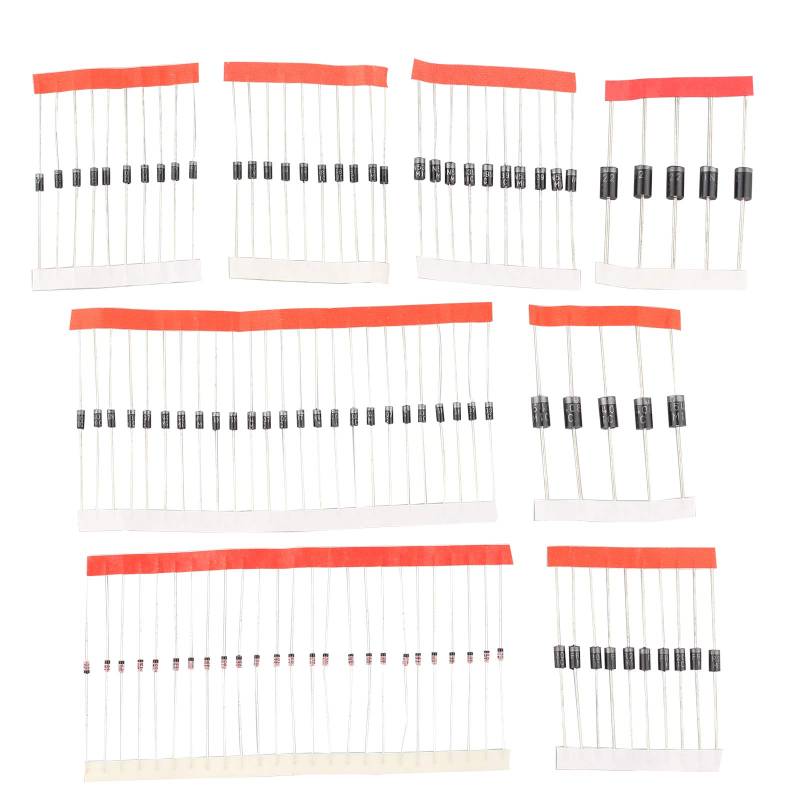 HALJIA 100 Stück 8 Werte Gleichrichter Dioden Bag Sortiment Set für Arduino (25 x 1N4148, 25 x 1N4007, 10 x 1N5819, 10 x 1N5399, 10 x FR107, 10 x FR207, 5 x 1N5408, 5 x 1N5822) von HALJIA