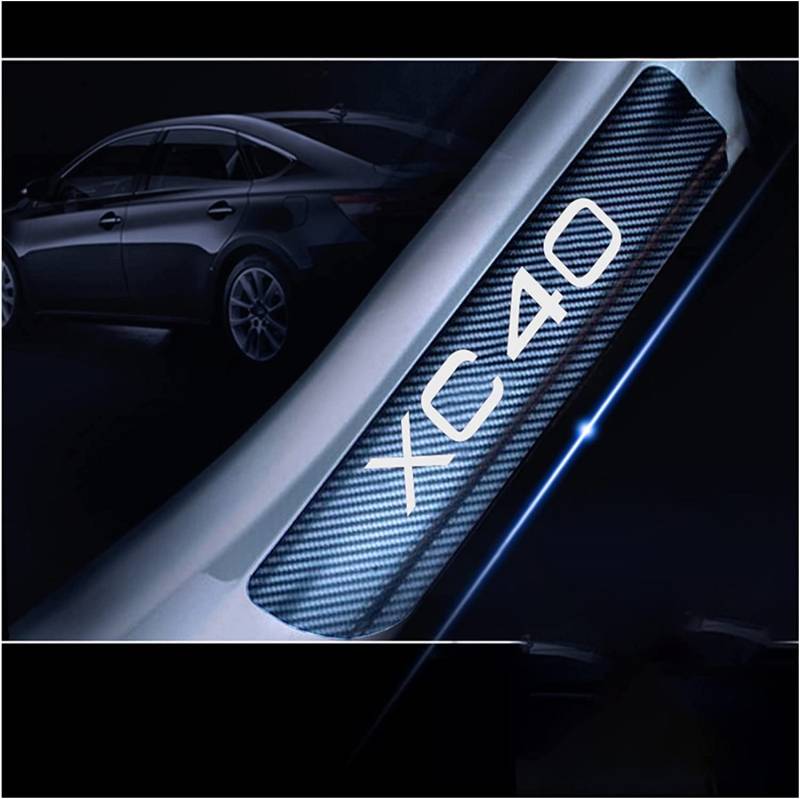 HALLEH Auto Hohe Qualität-Weichgummi Kohlefaser Türschwellen Kratzfest Aufkleber für Vo-lvo XC40 XC 40, Auto Zubehör, Autotür Schutz(4 Stücke),1 von HALLEH