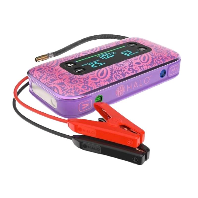 HALO Bolt Air + 1750 (2.0) - Starthilfe & Luftkompressor & Taschenlampe - Tragbares Notfall-Kit Auto Starthilfe - Für Notfallsituationen am Straßenrand und auf dem Boot (Violett) von HALO