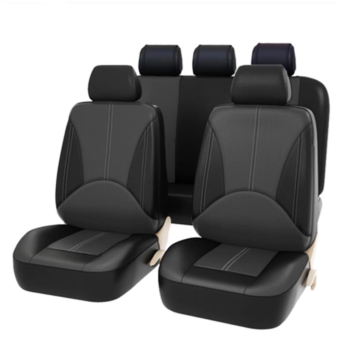 HALOD 9-teiliger Autositzschutz für Toyota Proace City Vollständiger Sitzbezug aus atmungsaktivem Leder, Autositzkissen-Set,Black von HALOD