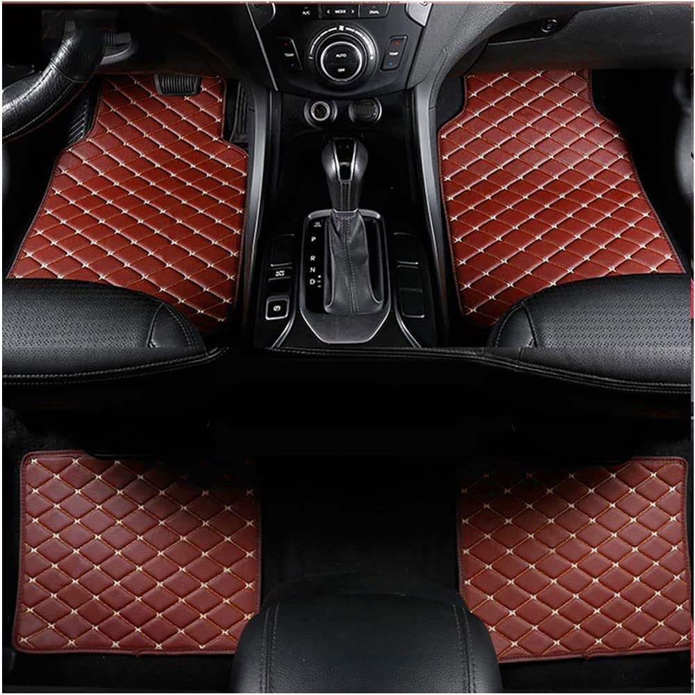 Leder Auto Fußmatten für Ford Mustang GT500 Shelby 2005-2009, Wasserdicht Anti Rutsch Tragen Anti-Dirty Bodenmatten, Teppiche Matten ZubehöR,E/Brown von HAMH