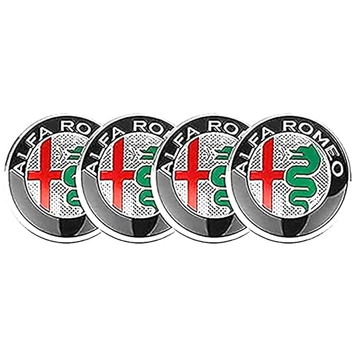 4 Stück Auto Radnabenkappen für Alfa Romeo Mito 147 156 159 166 Giulietta Spider Stelvio 50mm, Auto-Nabenkappen Radmittelkappen Nabendeckel Reifen Felgen Zubehö Wheel Caps von HAMOM