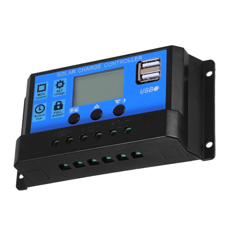 HANABASS Panel Controller Batterie Solarladeregler Solarpanel Laderegler Solarpanel Spannungsregler Solarschutzgerät Stromrichter Solarsystem Kit Kunststoff Blau von HANABASS