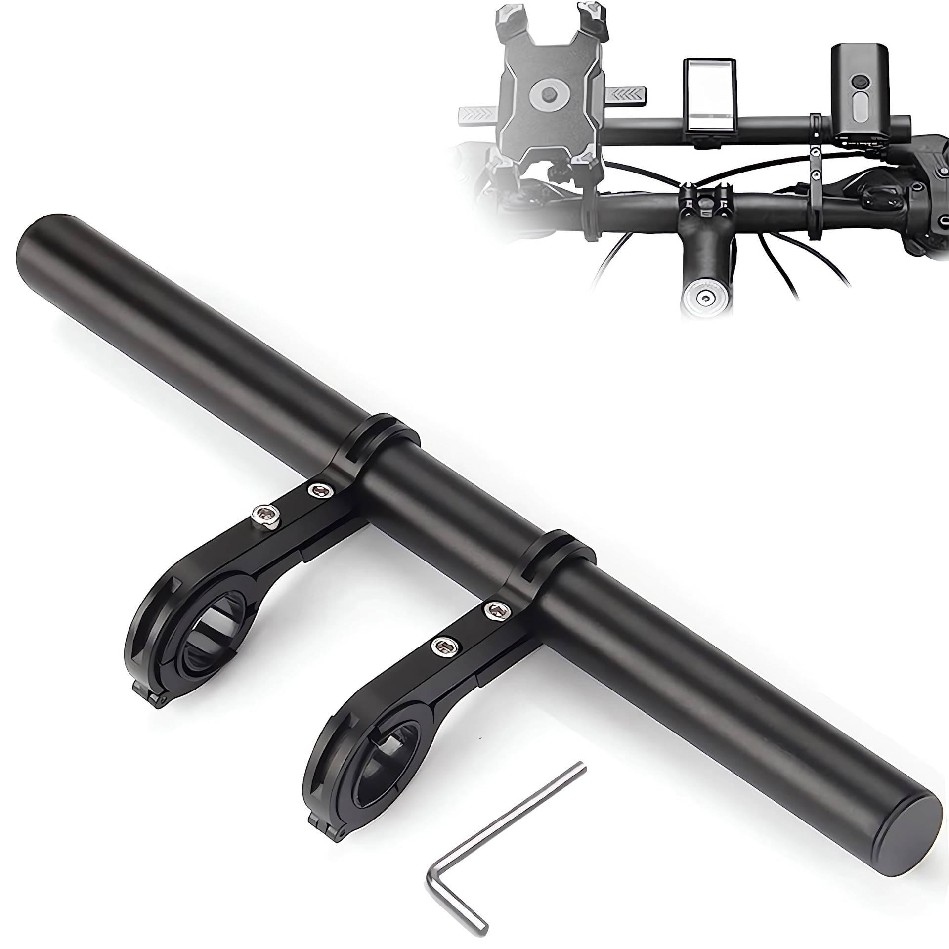 Fahrrad Lenker Erweiterung, 30CM Lenkererweiterung Fahrrad mit Schraubendreher, Lenker Extender fuer 25-34mm Lenker, Aluminiumlegierung für GPS, Kamera, Taschenlampe, Phones Fahrrad Lenker Erweiterung, 30CM Lenkererweiterung Fahrrad mit Schraubendreher, Lenker Extender fuer 25-34mm Lenker, Aluminiumlegierung für GPS, Kamera, Taschenlampe, Phones von HANEVEAR