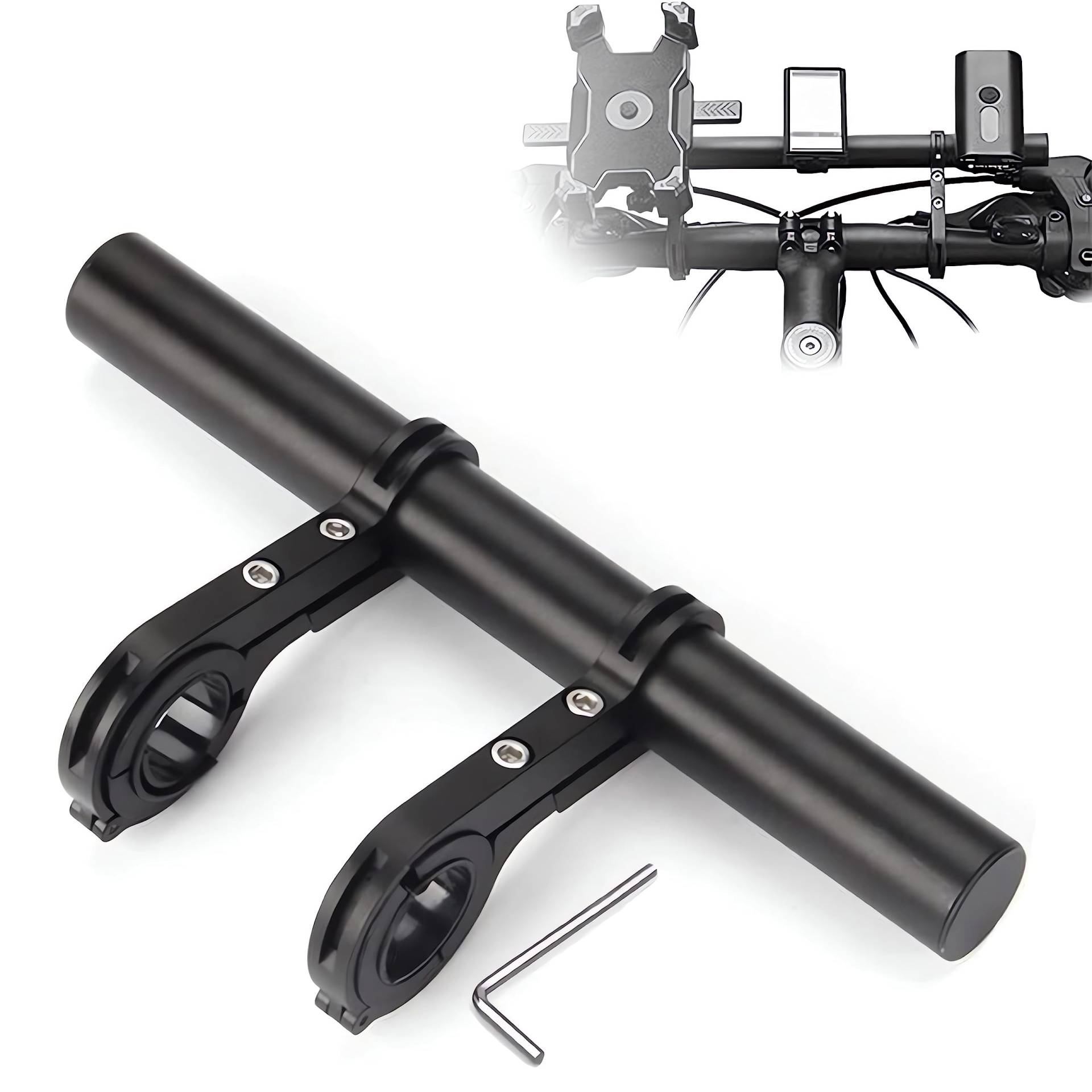 Fahrrad Lenker Erweiterung, 20CM Lenkererweiterung Fahrrad mit Schraubendreher, Lenker Extender fuer 25-34mm Lenker, Aluminiumlegierung für GPS, Kamera, Taschenlampe, Phones von HANEVEAR