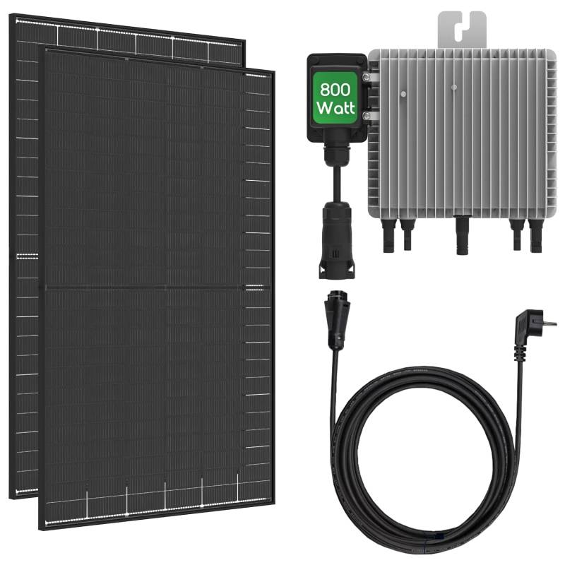 880Wp Balkonkraftwerk 800W steckerfertig mit WIFI - Trina Solar Black Frame 440W Bifazial Solarmodule von HANTECH