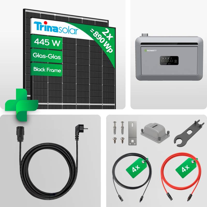 Balkonkraftwerk 800W mit 2kWh Speicher mit NEXA 2000 Steckerfertiges, platzsparendes Komplettset mit WIFI Preis inkl. 0% MwSt. gem. § 12 Abs. 3 UStG von HANTECH