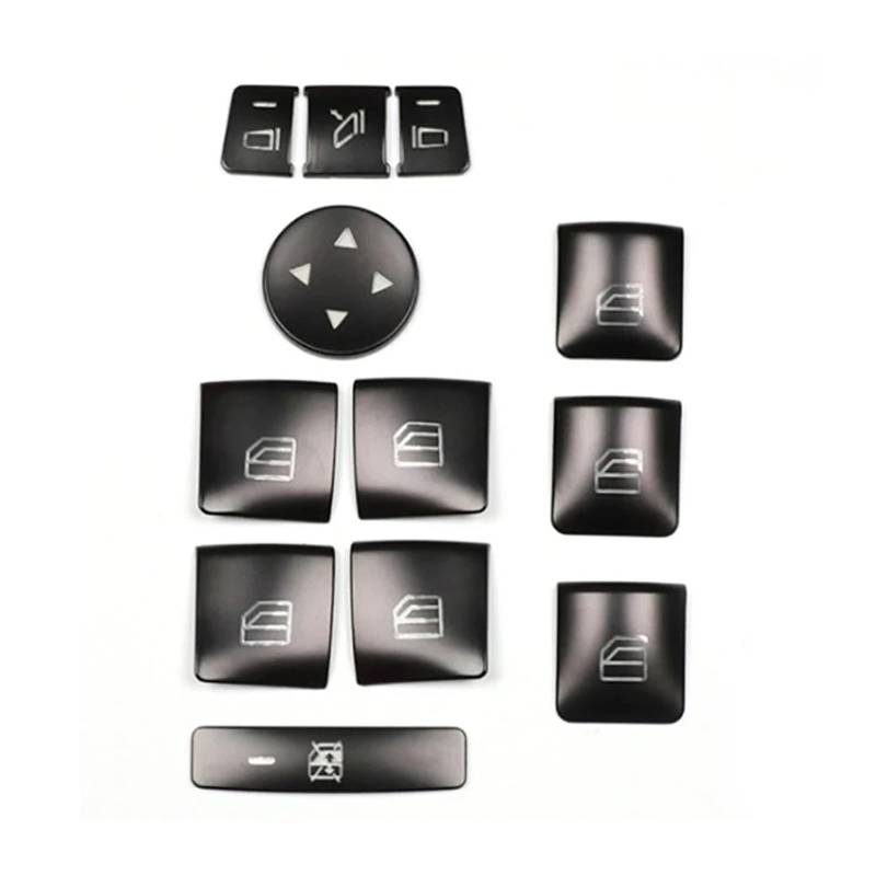 HANZOU 12 STÜCKE Fensterschalter Knopfverkleidung Aufkleber Passend for Mercedes Benz GLK ML GL ABCEG Klasse W204 X166 Autotür Armlehne Verkleidung des Fensterschaltergehäuses von HANZOU