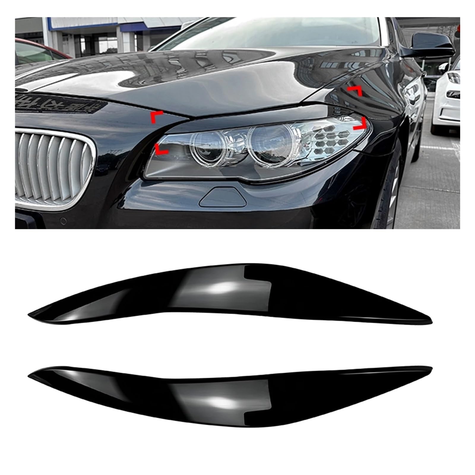 HANZOU 2PCS Scheinwerfer Augenlid Augenbraue Trimmen Auto Front Kopf Lampe Abdeckung Deckel Scheinwerfer Stirn Aufkleber Fit for BMW 5 Series f10 F11 2011-2014 Scheinwerfer-Augenbrauen-Aufkleber(Gloss HANZOU 2PCS Scheinwerfer Augenlid Augenbraue Trimmen Auto Front Kopf Lampe Abdeckung Deckel Scheinwerfer Stirn Aufkleber Fit for BMW 5 Series f10 F11 2011-2014 Scheinwerfer-Augenbrauen-Aufkleber(Gloss von HANZOU
