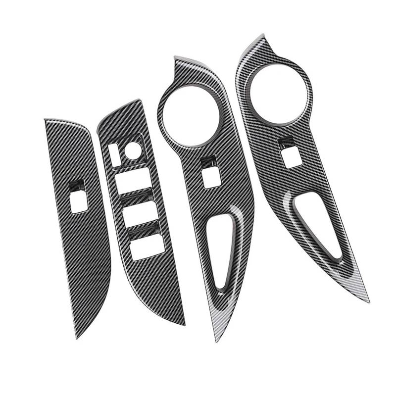 HANZOU Fenster Glas Lift-Taste Schalter Abdeckung Trim Tür Armlehne Panel Fit for Toyota Fit for Corolla Kreuz 2021 2022 RHD Verkleidung des Fensterschaltergehäuses(Carbon Fiber) von HANZOU