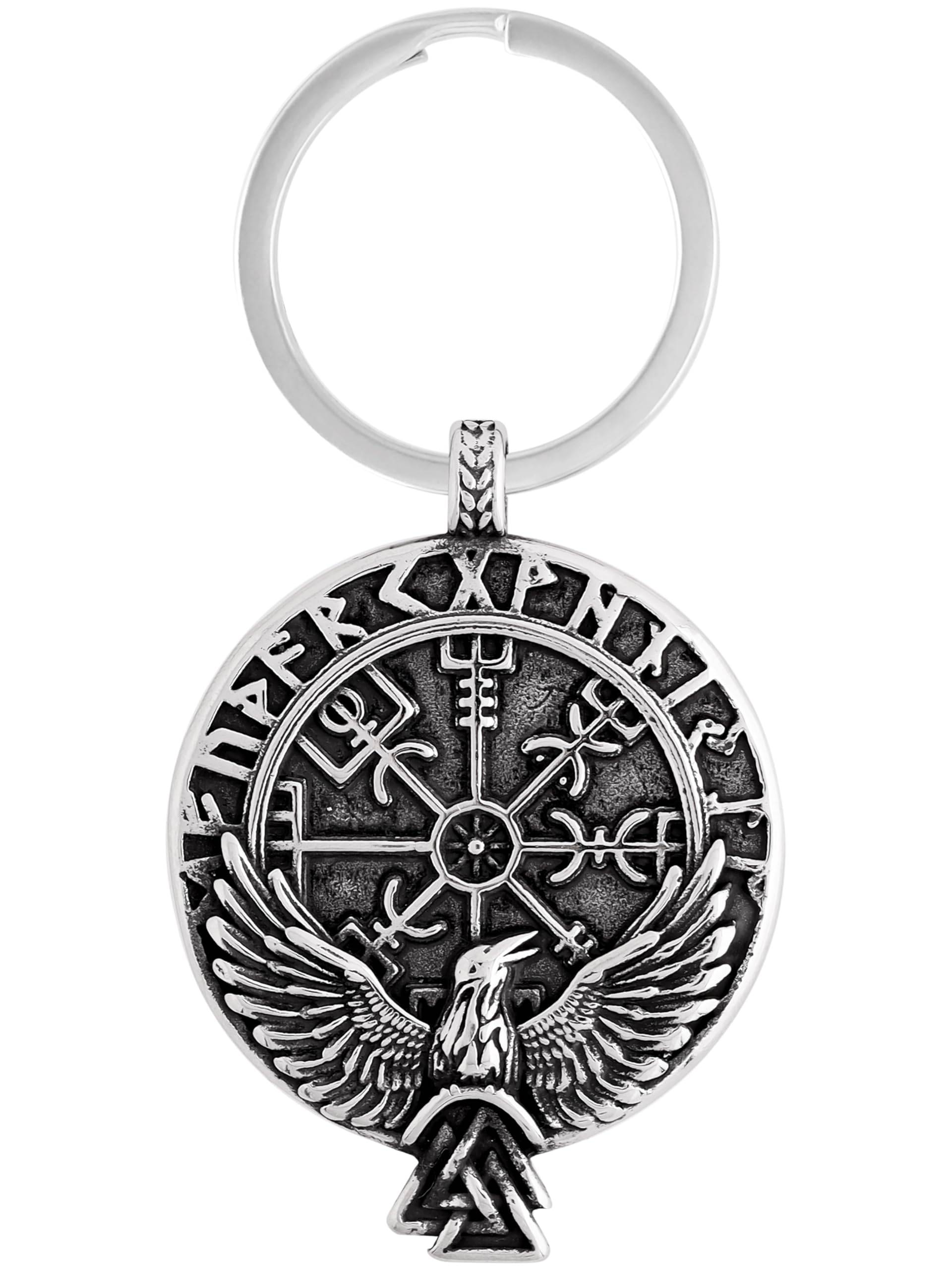 HAQUIL Flyring Rabe Wikinger Schlüsselanhänger, Medaillon-Anhänger, nordischer Schlüsselanhänger, Schmuck für Männer und Frauen, 12, Medium HAQUIL Flyring Rabe Wikinger Schlüsselanhänger, Medaillon-Anhänger, nordischer Schlüsselanhänger, Schmuck für Männer und Frauen, 12, Medium von HAQUIL