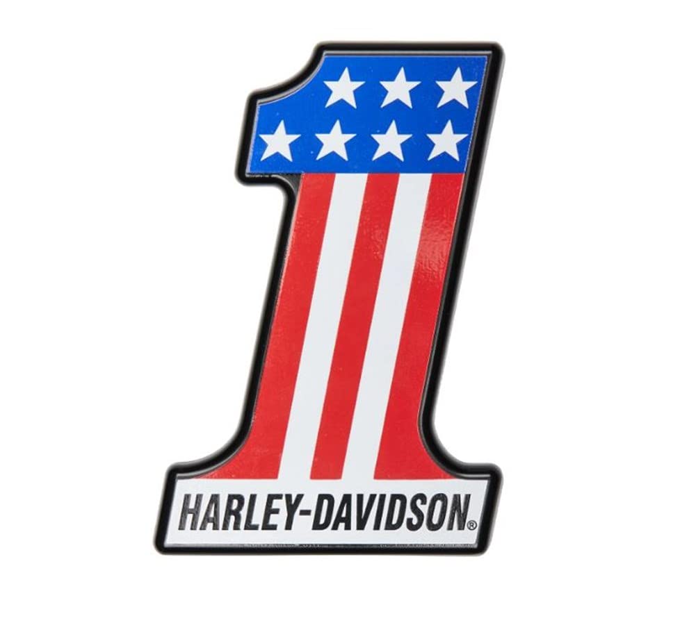 HARLEY-DAVIDSON #1 Logo Decorative Medallion Biker Motorrad Zubehör Unisex Klassisches Design in Rot, Weiß, Blau von HARLEY-DAVIDSON