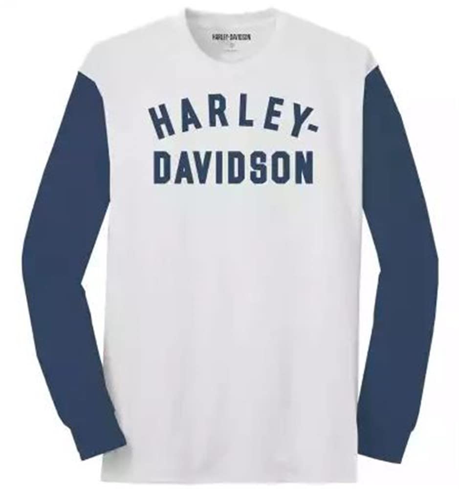 HARLEY-DAVIDSON Herren Langarm-Shirt HD Staple Colorblocked Longsleeve Pullover Sweatshirt Männer Biker Motorrad Sweater, 2XL von HARLEY-DAVIDSON