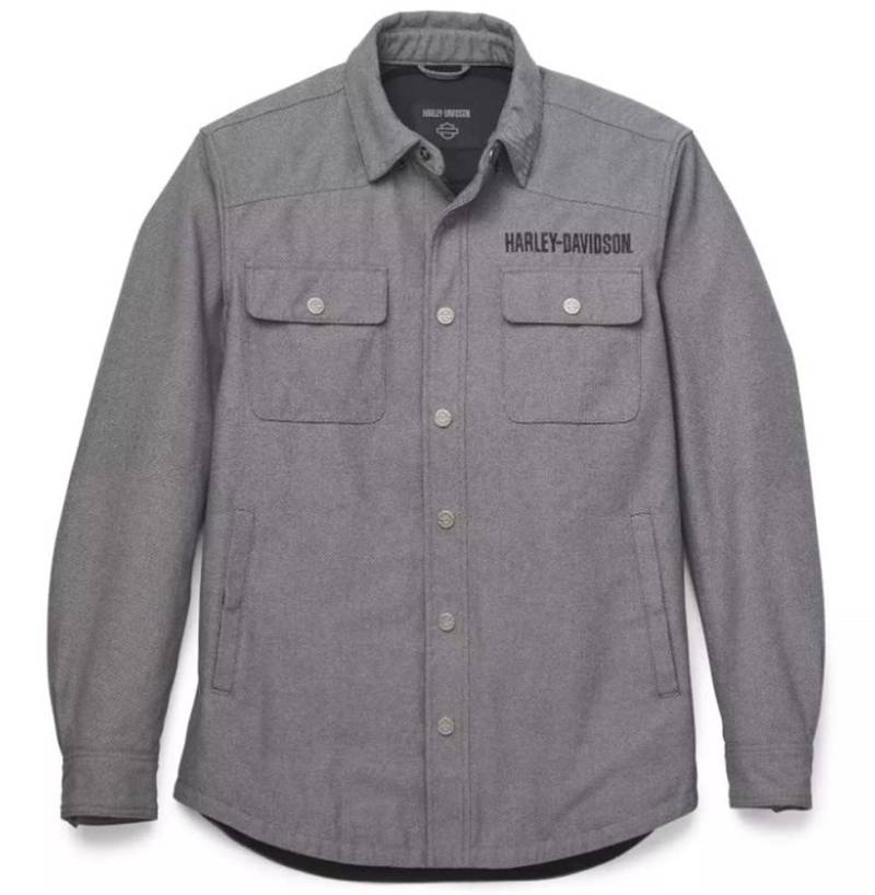 HARLEY-DAVIDSON Herren Riding Operative Hemdjacke Biker Jacke Männer Schutzjacke Protektoren Motorrad-Hemd Rückentasche, L von HARLEY-DAVIDSON