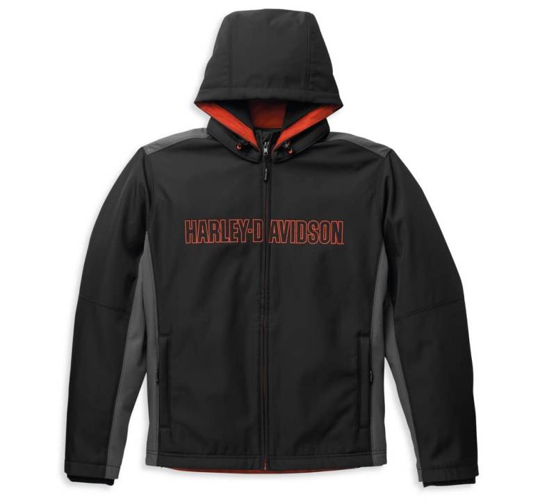 HARLEY-DAVIDSON Herren Softshelljacke Bar & Shield - Outdoor Softshell Funktionsjacke mit Kapuze Winddichte Kapuzenjacke, L von HARLEY-DAVIDSON