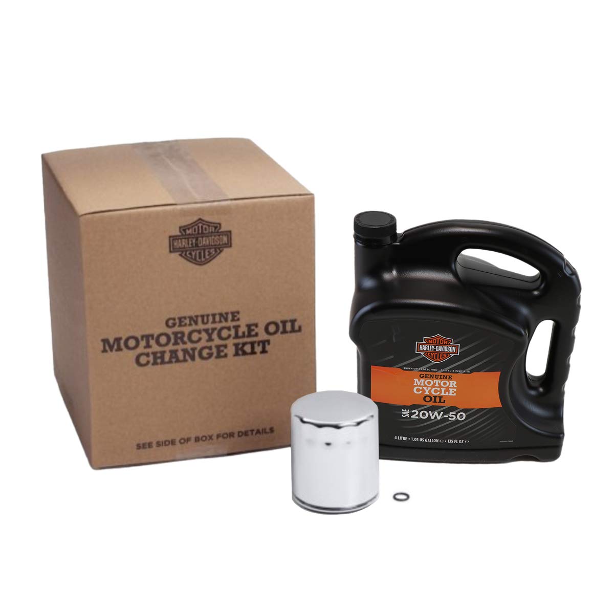 HARLEY-DAVIDSON oder Liqui Moly Motorrad Ölwechsel Set Premium 5 Ölfilter + Motor-Öl SAE 20W-50 (4 L) + O-Ring Dichtung, Chrom von HARLEY-DAVIDSON