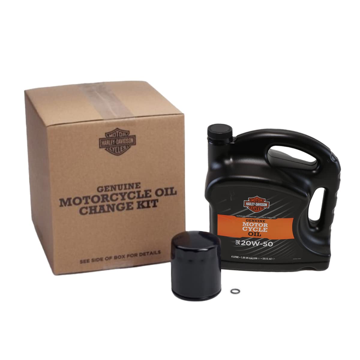 HARLEY-DAVIDSON oder Liqui Moly Motorrad Ölwechsel Set Premium 5 Ölfilter + Motor-Öl SAE 20W-50 (4 L) + O-Ring Dichtung, Schwarz von HARLEY-DAVIDSON
