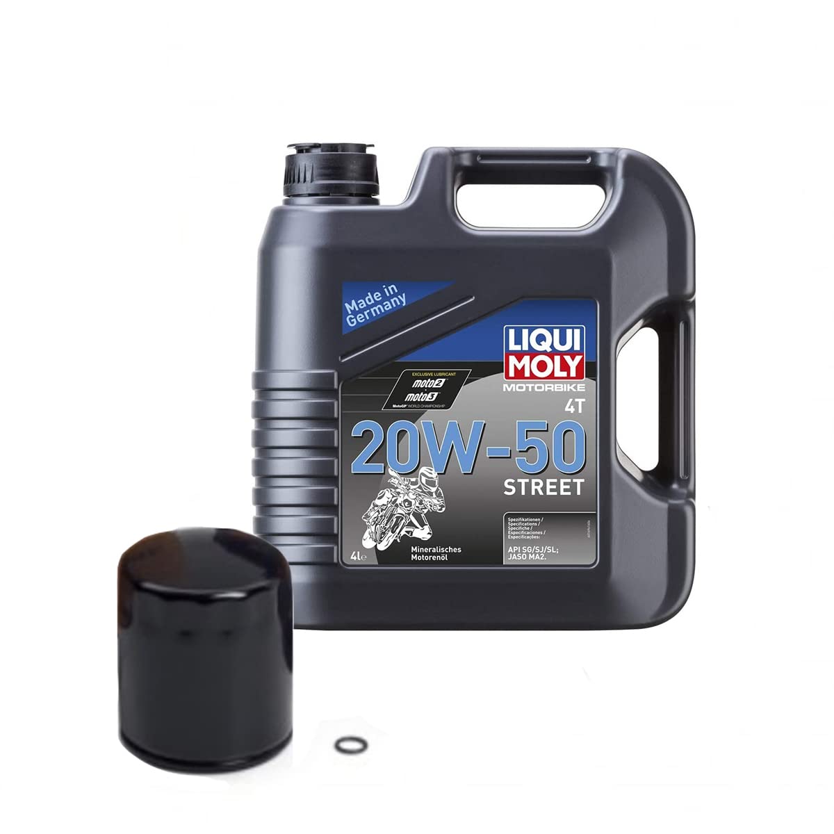 Harley-Davidson oder Liqui Moly Motorrad Ölwechsel Set Premium 5 Ölfilter + Motor-Öl 20W-50 (4 L) + O-Ring Dichtung, Schwarz/Liqui Moly von HARLEY-DAVIDSON