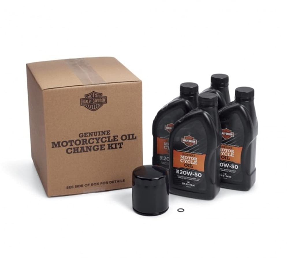HARLEY-DAVIDSON oder Liqui Moly Motorrad Ölwechsel Set Premium 5 Ölfilter + Motor-Öl 20W-50 (4 L) + O-Ring Dichtung, Schwarz von HARLEY-DAVIDSON