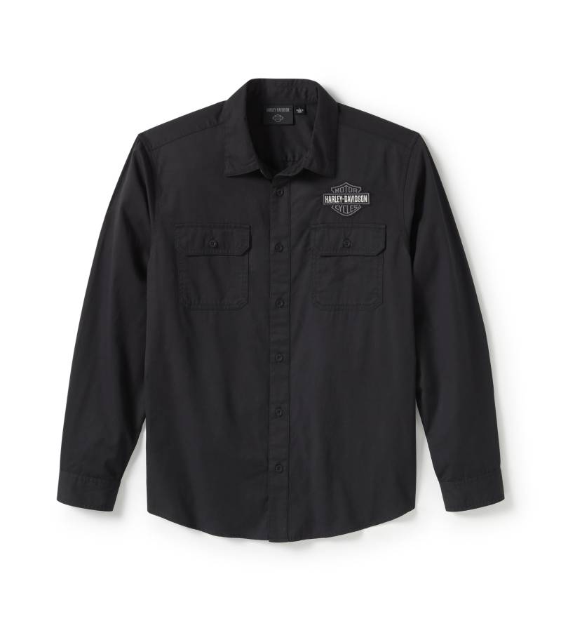 Harley-Davidson Bar & Shield Solid Long Sleeve Shirt Herren Langarm Hemd, XL von HARLEY-DAVIDSON
