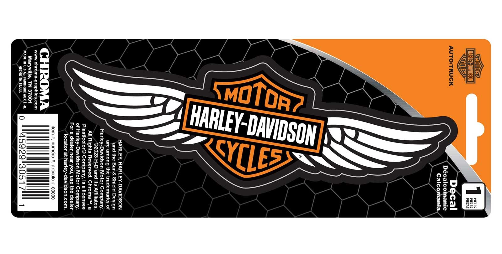Harley-Davidson H-D Bar & Shield with Wings Vinyl Decal Aufkleber, CG30517 von HARLEY-DAVIDSON