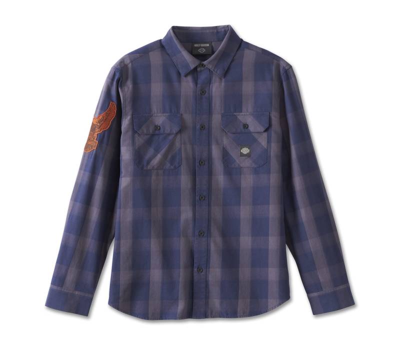 Harley-Davidson Motorbreath LS Shirt Blue Plaid Langarm Hemd, XL von HARLEY-DAVIDSON