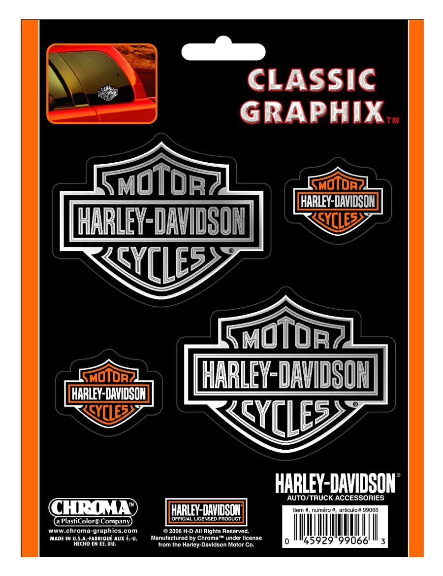 Harley-Davidson Motorrad Sticker Bar&Shield Aufkleber 4er Set Wasserfest für Motorrad-Helm, Auto, Laptop & mehr von HARLEY-DAVIDSON