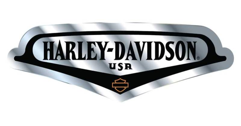 Harley-Davidson V-Tank-Aufkleber aus Aluminium – Silber & Schwarz – 12,7 x 17,8 cm. von Harley-Davidson