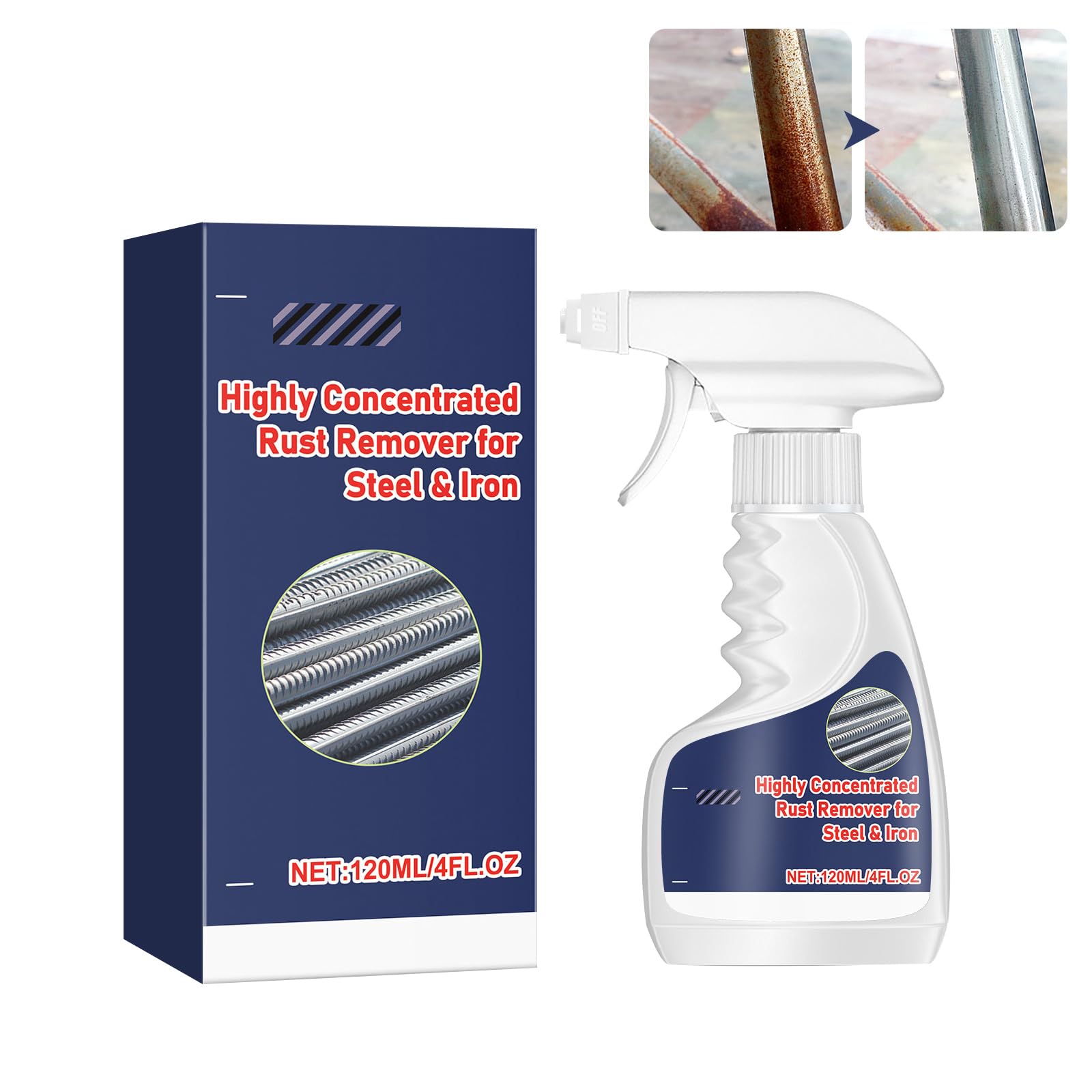 HASAIKA® Rostentferner Metall, Rostlöser Spray, Mehrzweck-Entrostungsreiniger für den Einsatz in Bädern, Küchen, Edelstahl, Aluminium und Anderen Metalloberflächen. (120 ml) von HASAIKA