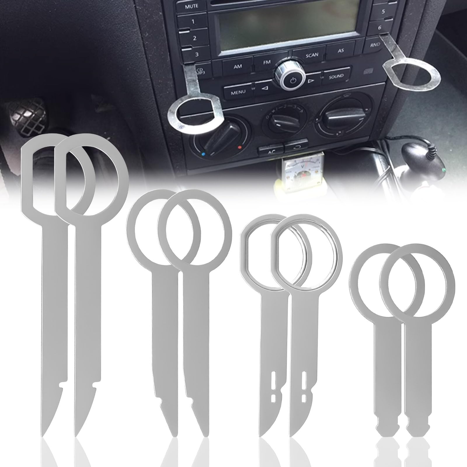 Radio Ausbau Werkzeug, HASLED 8 Stücke Edelstahl Autoradio Entriegelungswerkzeug, 4 Autoradio Ausbauwerkzeug, Passend für Volkswagen, Audi, Bora, Golf, Ford und Andere Fahrzeuge Radio Ausbau Werkzeug, HASLED 8 Stücke Edelstahl Autoradio Entriegelungswerkzeug, 4 Autoradio Ausbauwerkzeug, Passend für Volkswagen, Audi, Bora, Golf, Ford und Andere Fahrzeuge von HASLED
