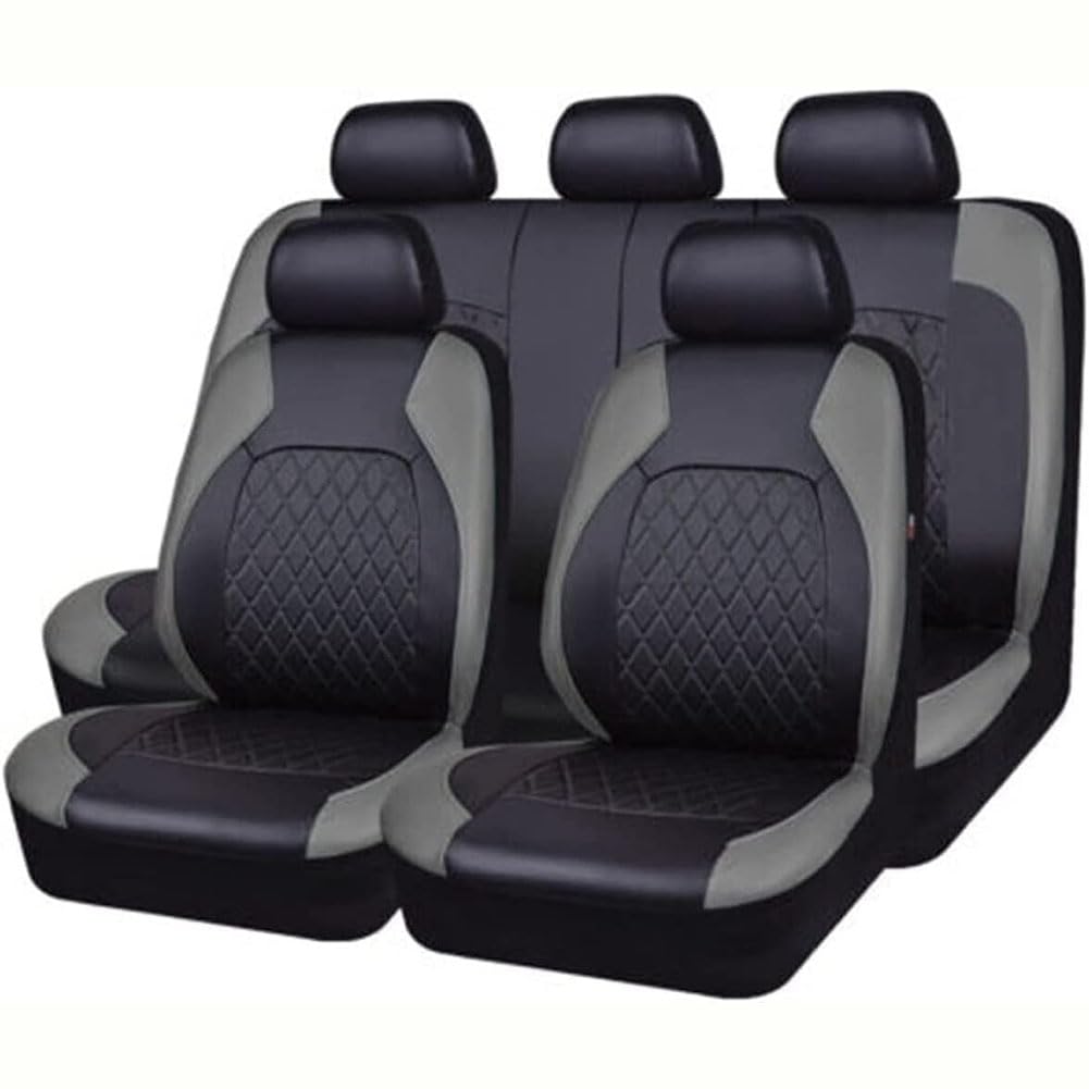 HASMI 9 Stück Auto Leder Sitzbezüge für Au-di A4 B8 Sedan/Avant 2007-2015, Vordersitze Rückbank Sitzschoner Atmungsaktiv Komplettset Zubehör,D/Grey von HASMI