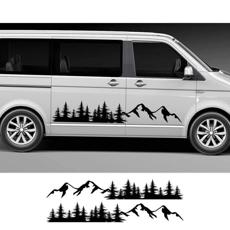 2 STÜCKE Autozubehör Baum Berg Aufkleber Wald Tür Seite Auto Aufkleber, Für Transporter T5 T6, Für V=W, Für Multivan von HASWEX