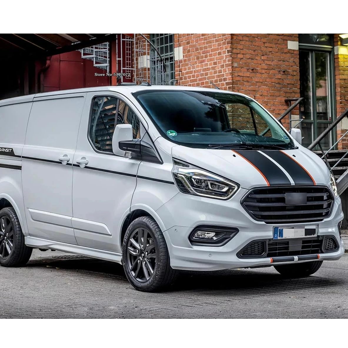 2 Stück Auto-Motorabdeckungsaufkleber, für Ford Transit Tourneo Custom Camper Van Auto Motorhaube Motorhaube Dekor Vinyl Aufkleber Sportstreifen von HASWEX