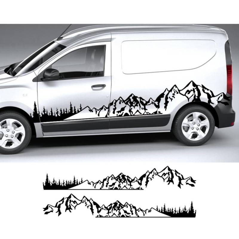 Autoaufkleber, für R=enault Dacia Dokker Camper Van DIY Streifen Grafiken Berg Baum Stil Vinyl Aufkleber Tuning-Zubehör Abdeckung von HASWEX