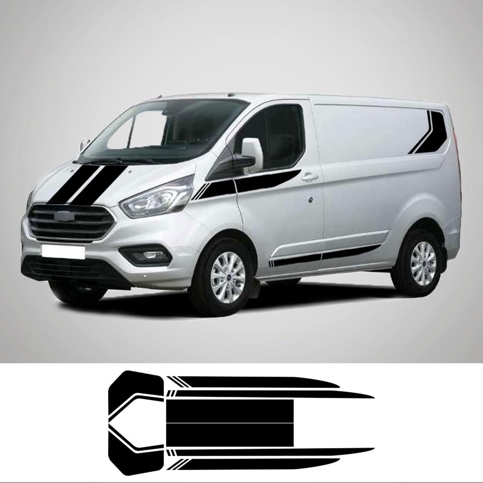 Autoaufkleber Stripe KIT Van Vinyl Aufkleber Tuning Auto, für F=ord T=ransit Tourneo Custom MK7 MK8 MK9 Sport Zubehör von HASWEX