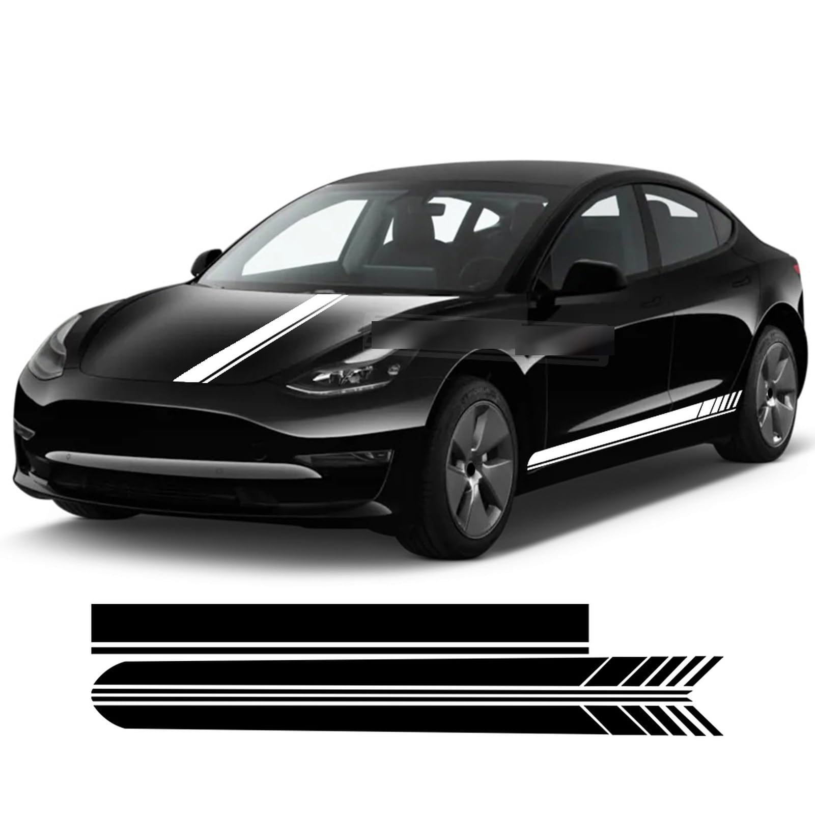 Car Hood Door Side Skirt Sticker Engine Cover Body Stripes Kits Vinyl Film Decals, für Tesla, für Model 3 Y X S Accessories von HASWEX