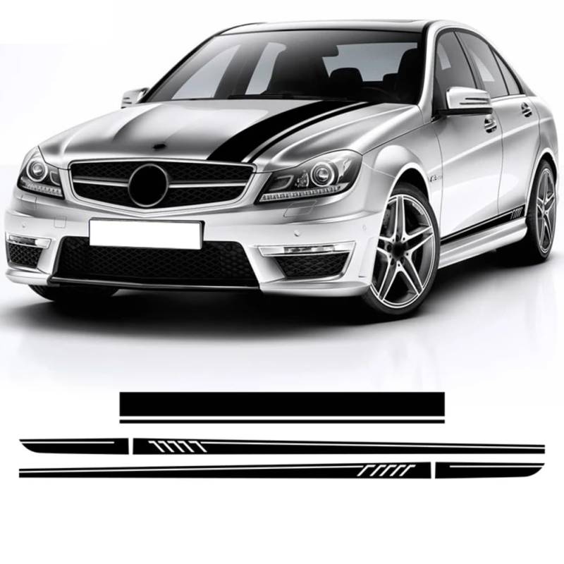 Edition 507 Autohaube Aufkleber Seitenstreifen Rock Aufkleber, für M=ercedes B=ENZ C Klasse W204 C63 Coupe Limousine Kombi C200 AMG Zubehör von HASWEX
