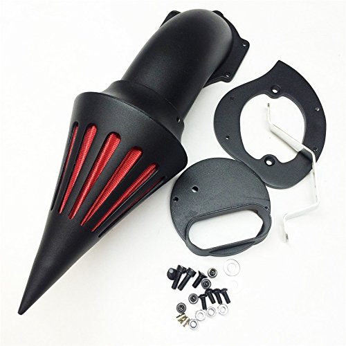 Cone Spike Luftfiltereinlass mit rotem Filter, Kompatibel mit Yamaha V-Star 1100 Dragstar XVS1100 1999-2012, mattschwarz von HASkulle