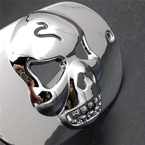 HASkulle 4,9 Zoll Rückleuchtenabdeckung Kompatibel mit HARLEY Davidson Fat Boy ab 1990 Road King 1994-2008 Road Glide Street Glide 2006-2009 Electra Glide ab 2009 Ultra Limited ab 2010 Chrome Skull von HASkulle