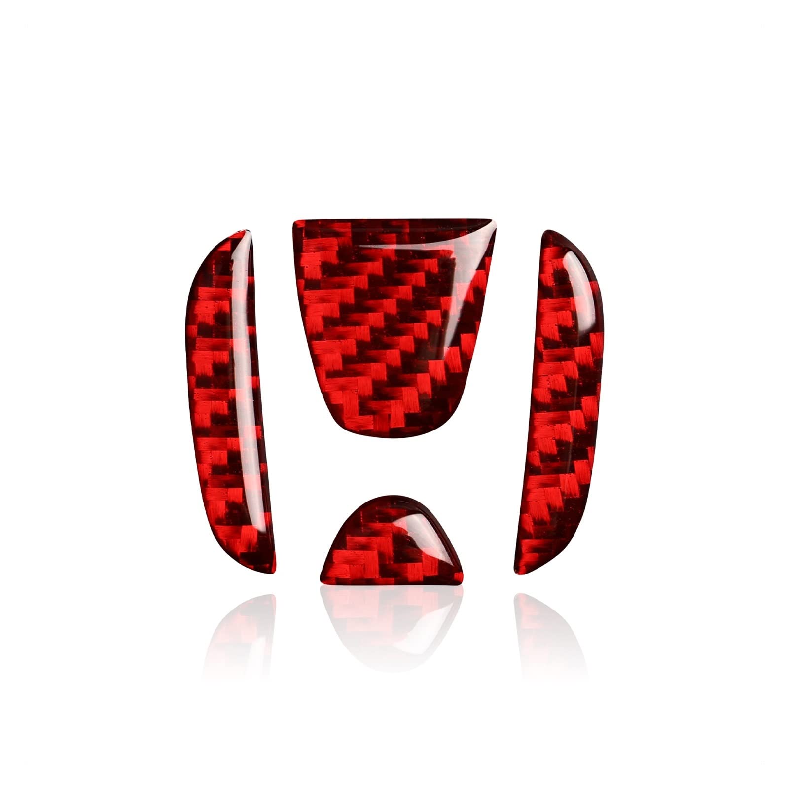 Lenkrad-Logo-Auto-Mittelkonsole Aus Kohlefaser, Dekorativer Aufkleber, Passend Für Honda Civic 10. Gen 2016-2021 Autoteile Innenraum (Farbe : Rot) von HATAP