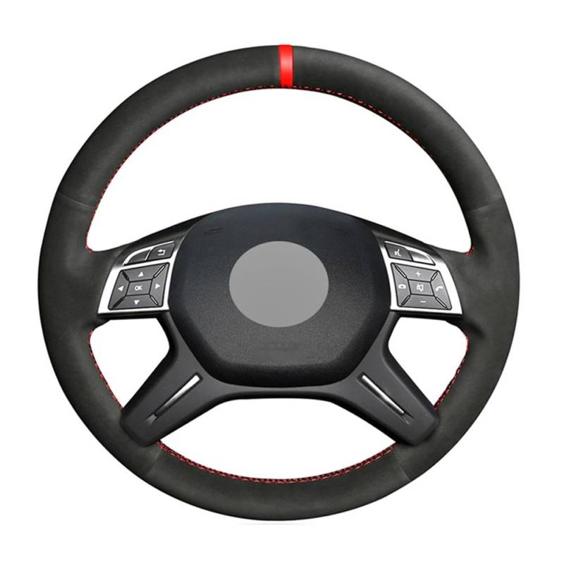 Passend für Mercedes Benz W166 2011–2015, handgenähte Auto-Lenkradabdeckung, Leder-Lenkradschutz, rutschfest von HATHWAY