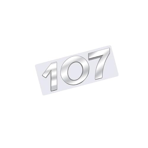 Auto Emblem Aufkleber für Peugeot 107, Abzeichen Logo, Buchstaben Wort Emblem-Aufkleber Auto Sticker Body Logo Abzeichen Dekoration Aufkleber Zubehör,B Silver von HBANMK